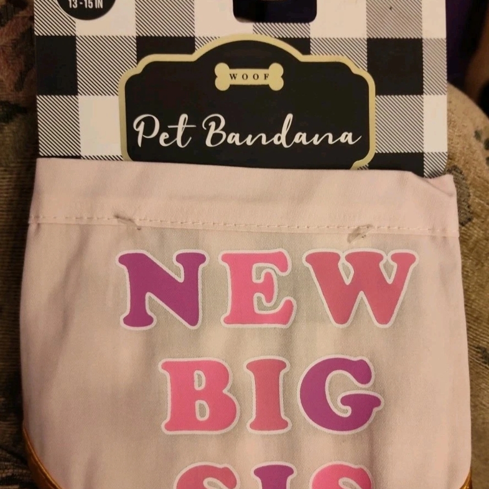 Pet Bandana - Pink and Purple 'New Big Sis'